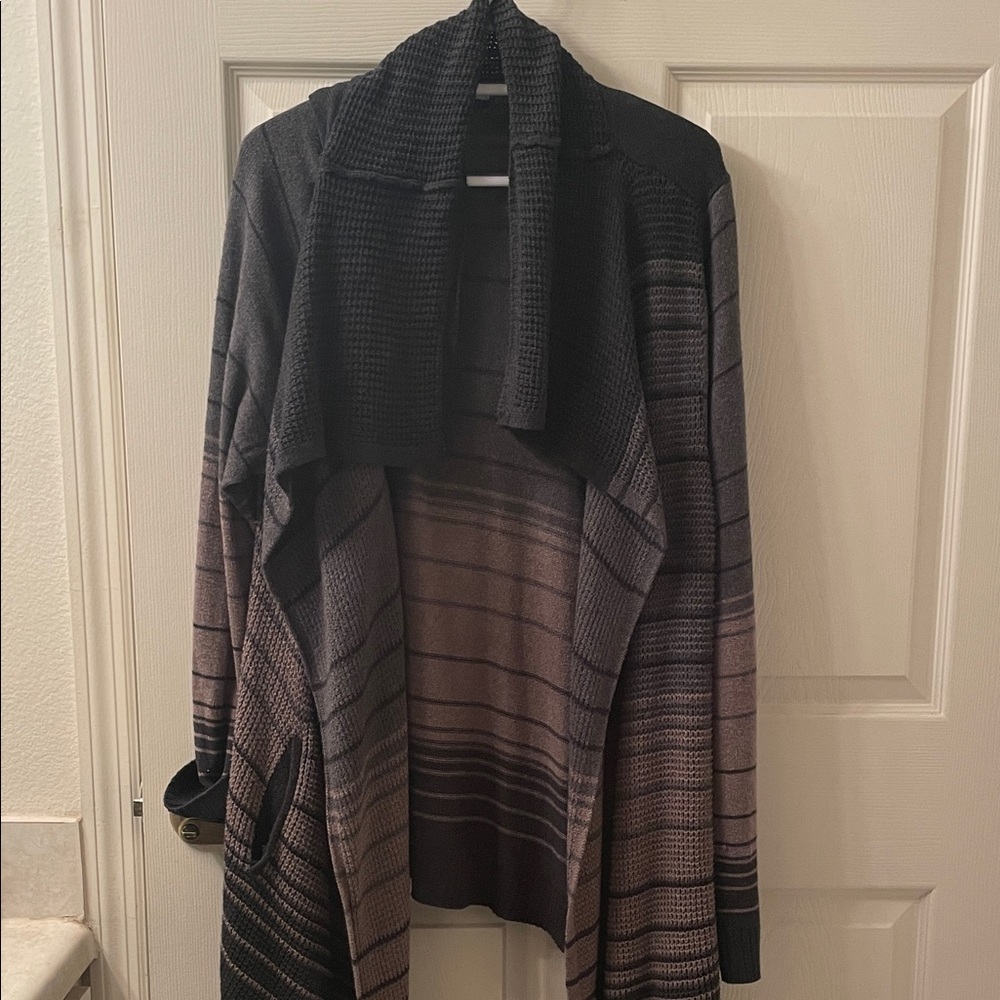 Sonoma Black and Gray Striped Cardigan